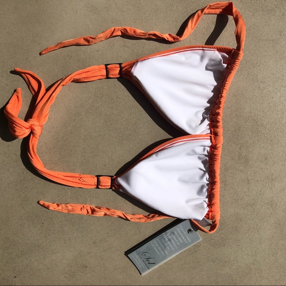Sol Swim Citrus Orange Triangle Tie Back Neck Bikini Top Poshmark